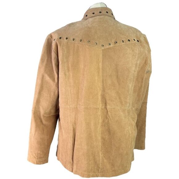 Robert Lewis Suede Jacket Women 2X Tan Brown Grommets Snaps Pockets Y2K Vintage - Picture 5 of 9